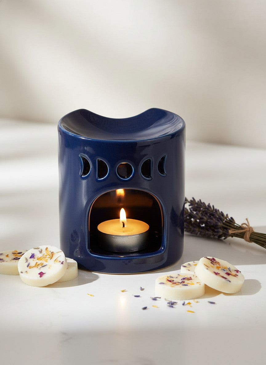Blue Crescent Moon Oil Burner