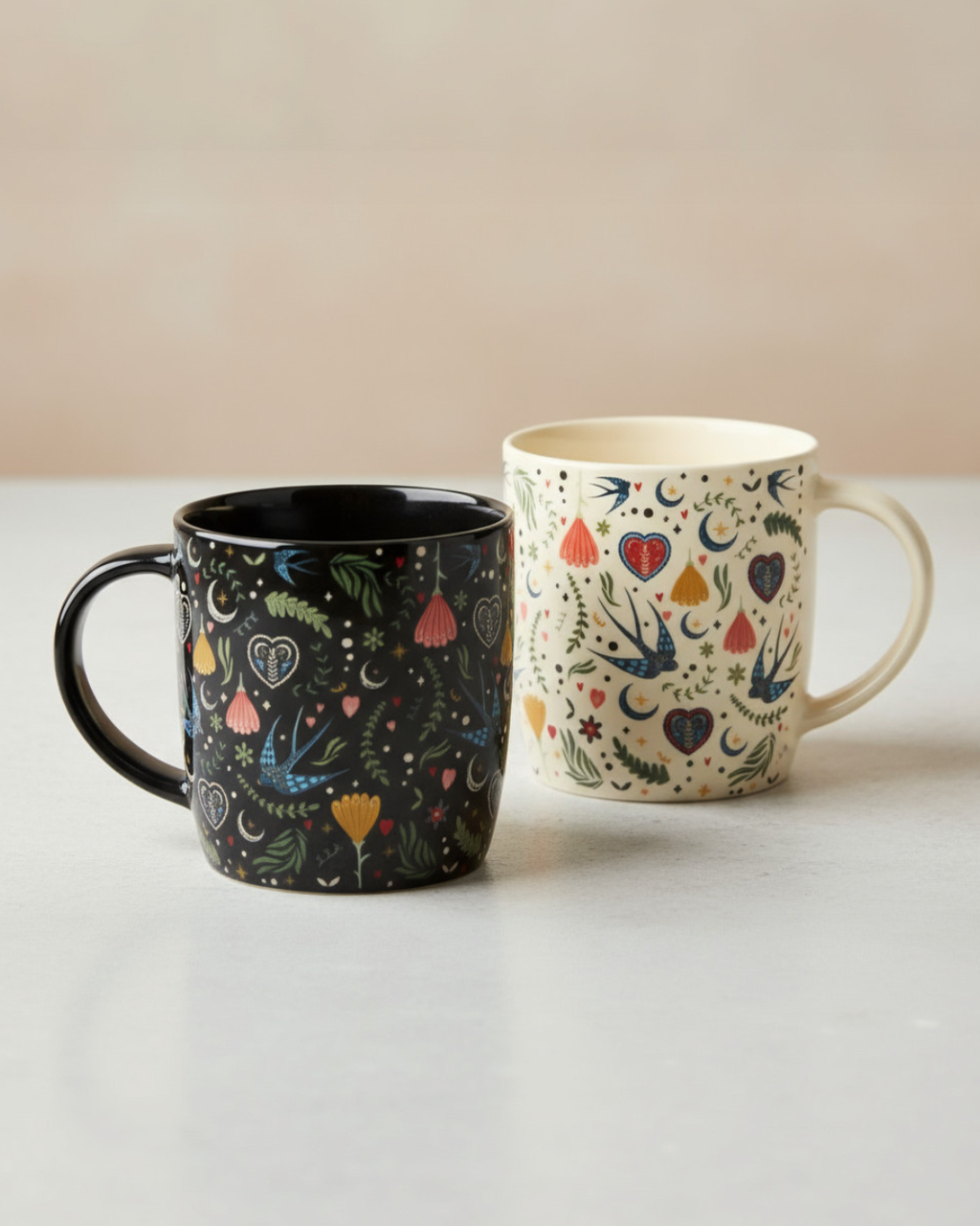 Cream Midnight Bloom Print Mug