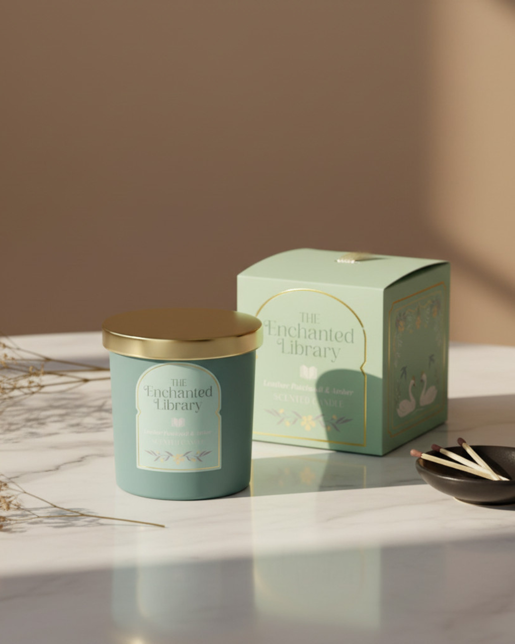 The Enchanted Library Leather, Patchouli & Amber Candle