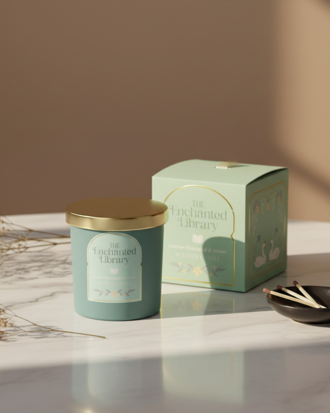 The Enchanted Library Leather, Patchouli & Amber Candle