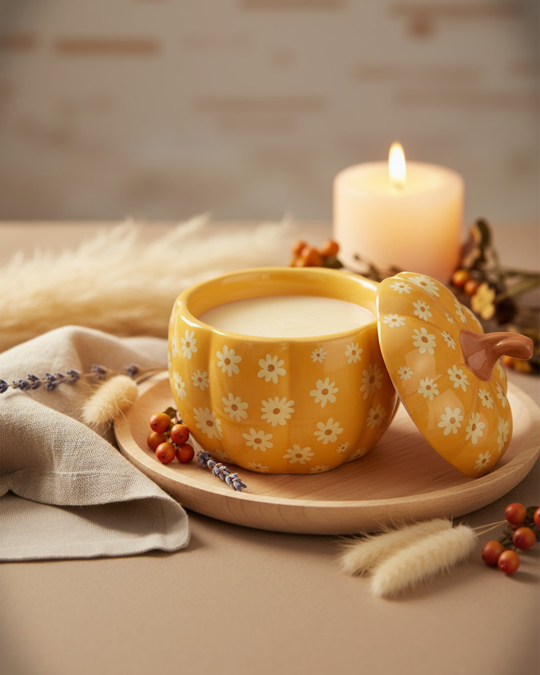 Floral Pumpkin Oil Burner | Ceramic Autumn Wax Melt Burner