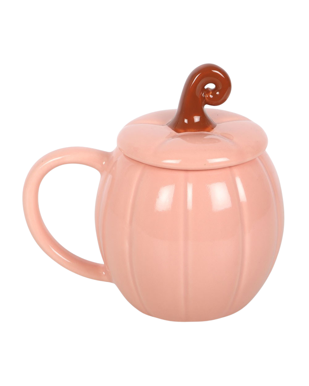 Pink Pumpkin Lidded Mug | Ceramic Pumpkin Mug with Lid