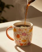 Pink & Orange Pumpkin Print Mug | Ceramic Autumn Mug