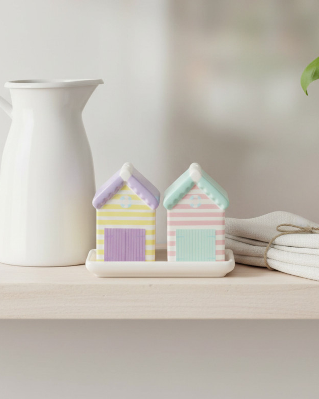 Pastel Beach Hut Salt and Pepper Shakers
