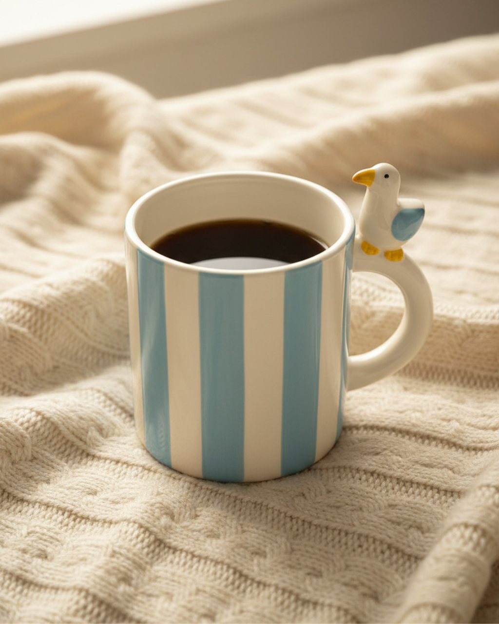 Striped Mug with Seagull