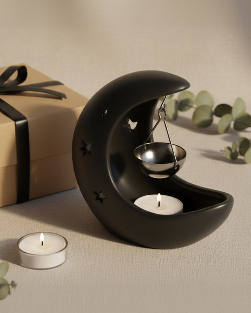 Black Crescent Moon Hanging Oil Burner
