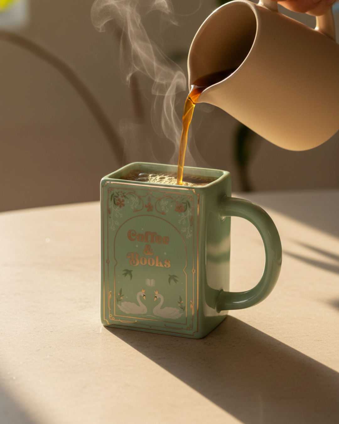 Coffee and Books Green Book Shaped Mug