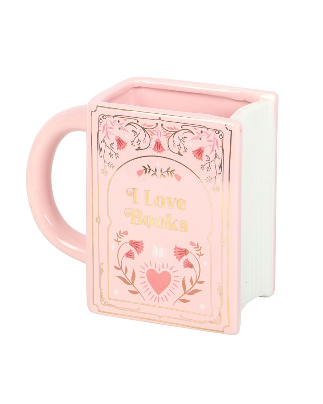 I Love Books Pink Book Shaped Mug