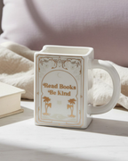 Read Books Be Kind White Book Shaped Mug