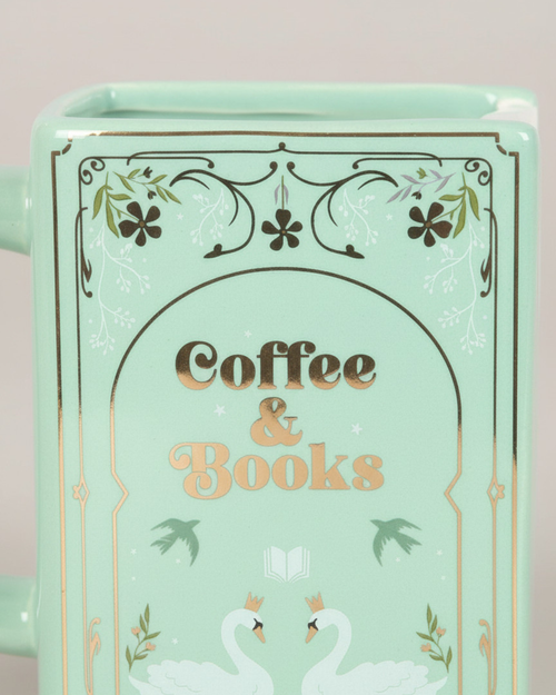 Coffee and Books Green Book Shaped Mug