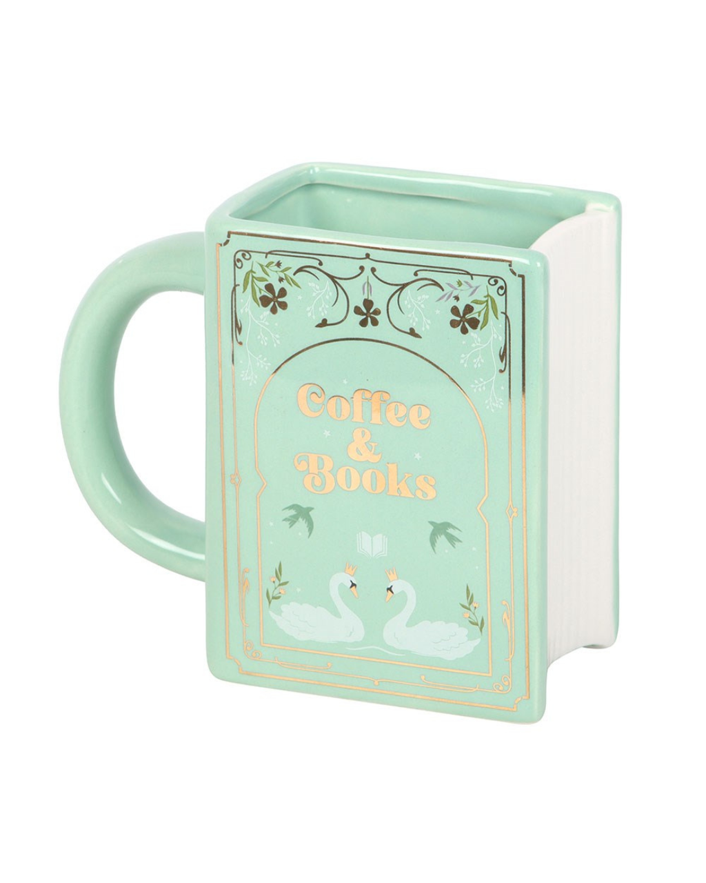 Coffee and Books Green Book Shaped Mug