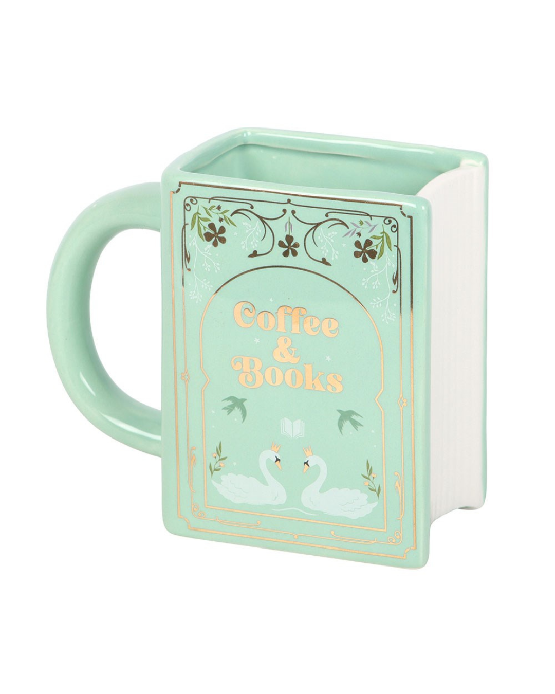 Coffee and Books Green Book Shaped Mug
