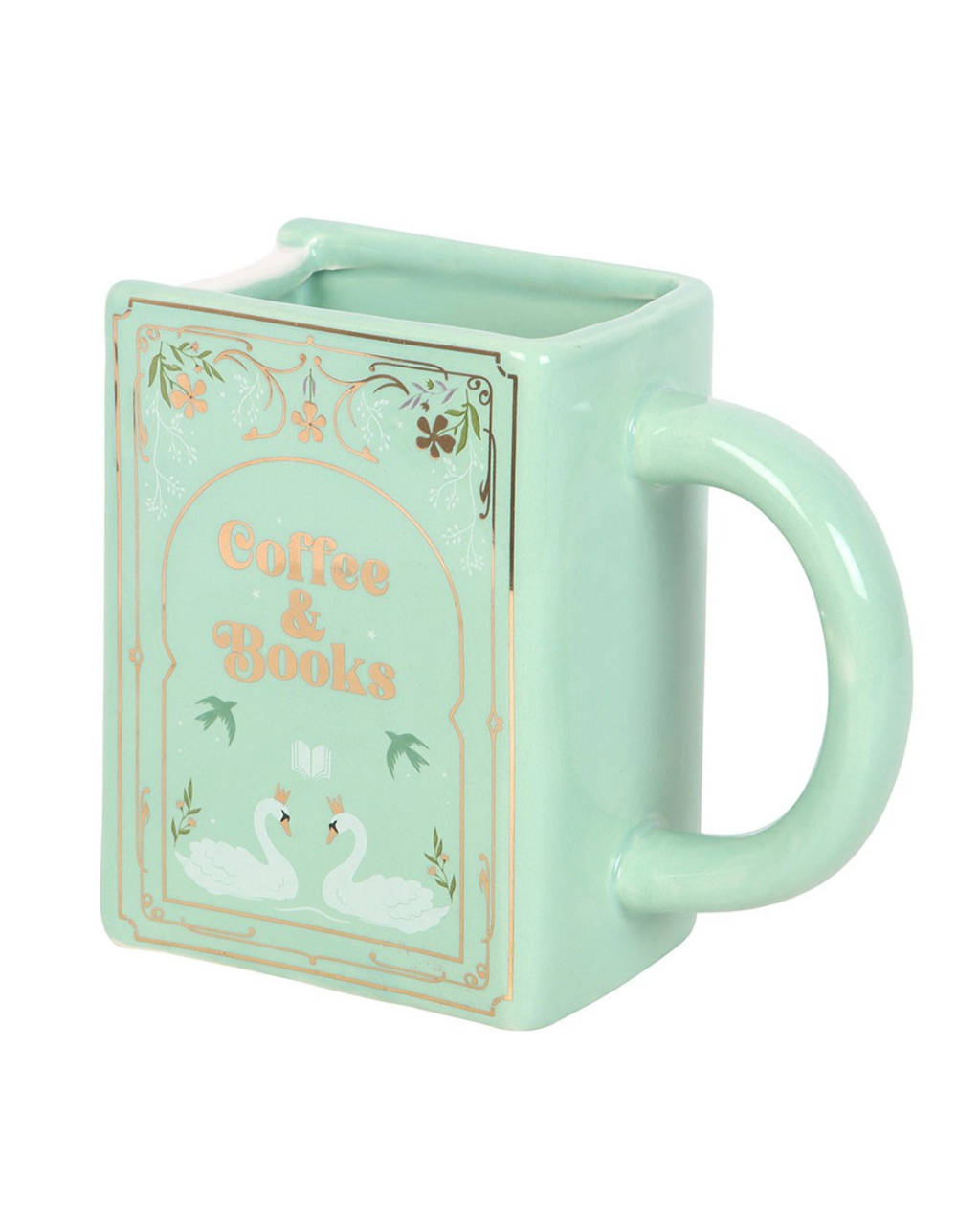 Coffee and Books Green Book Shaped Mug