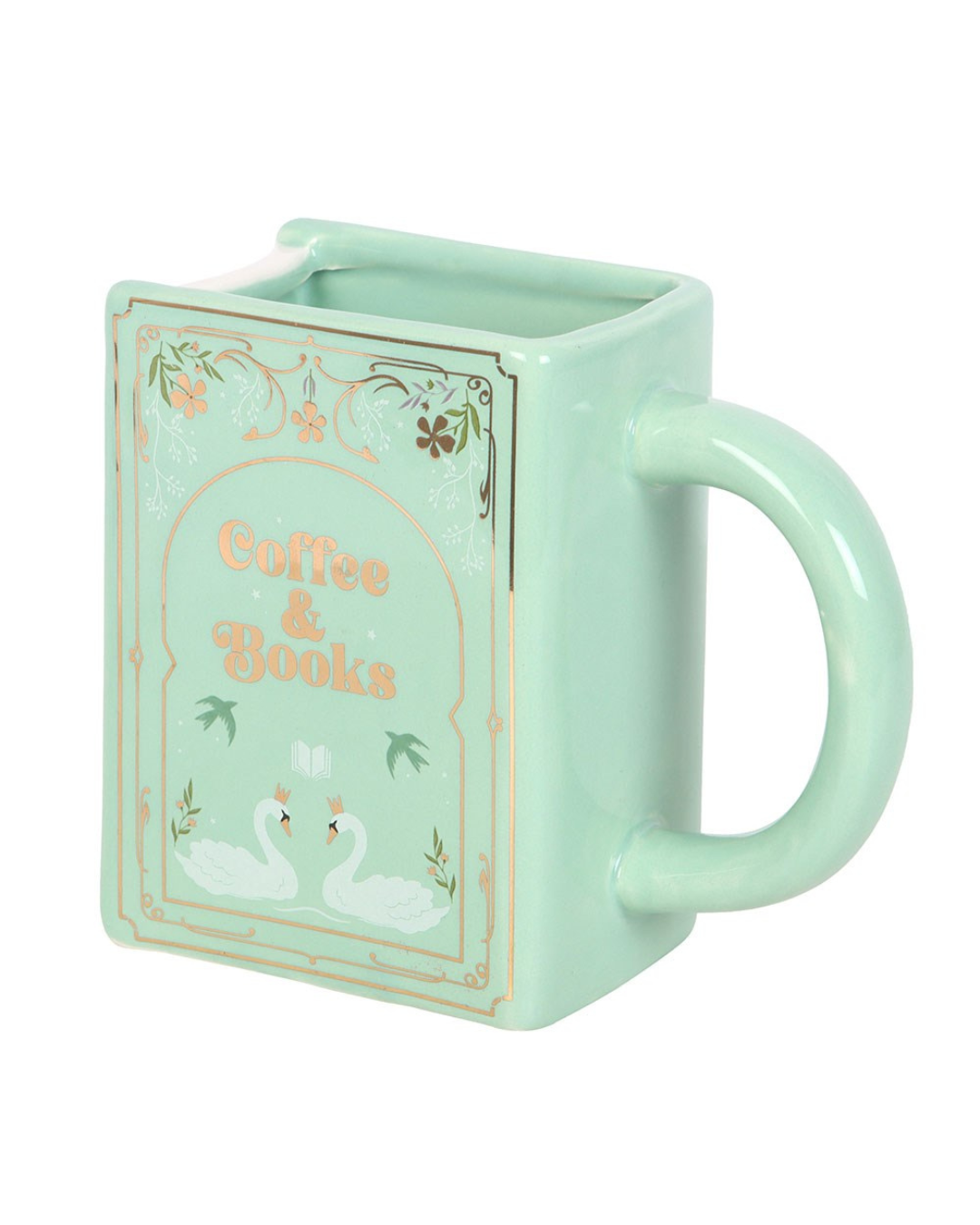 Coffee and Books Green Book Shaped Mug