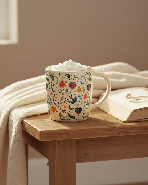 Cream Midnight Bloom Print Mug