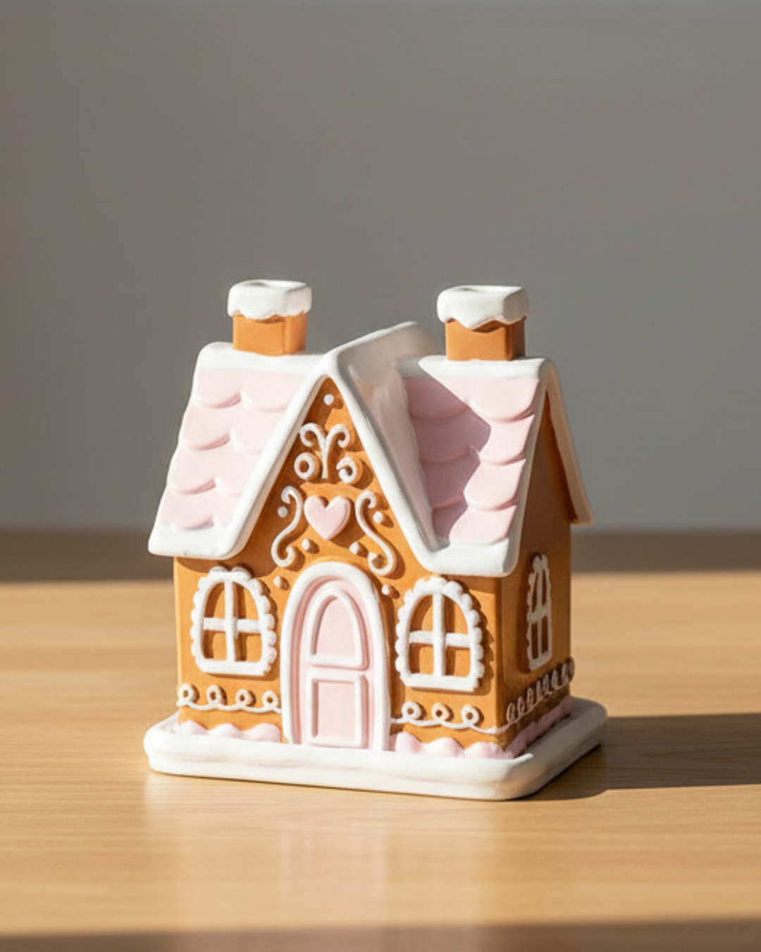 Pink Gingerbread House Incense Cone Burner | Ceramic Christmas House