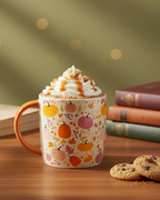 Pink & Orange Pumpkin Print Mug | Ceramic Autumn Mug