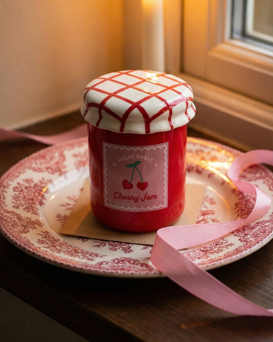 Cherry Jam Jar Oil Burner & Wax Warmer