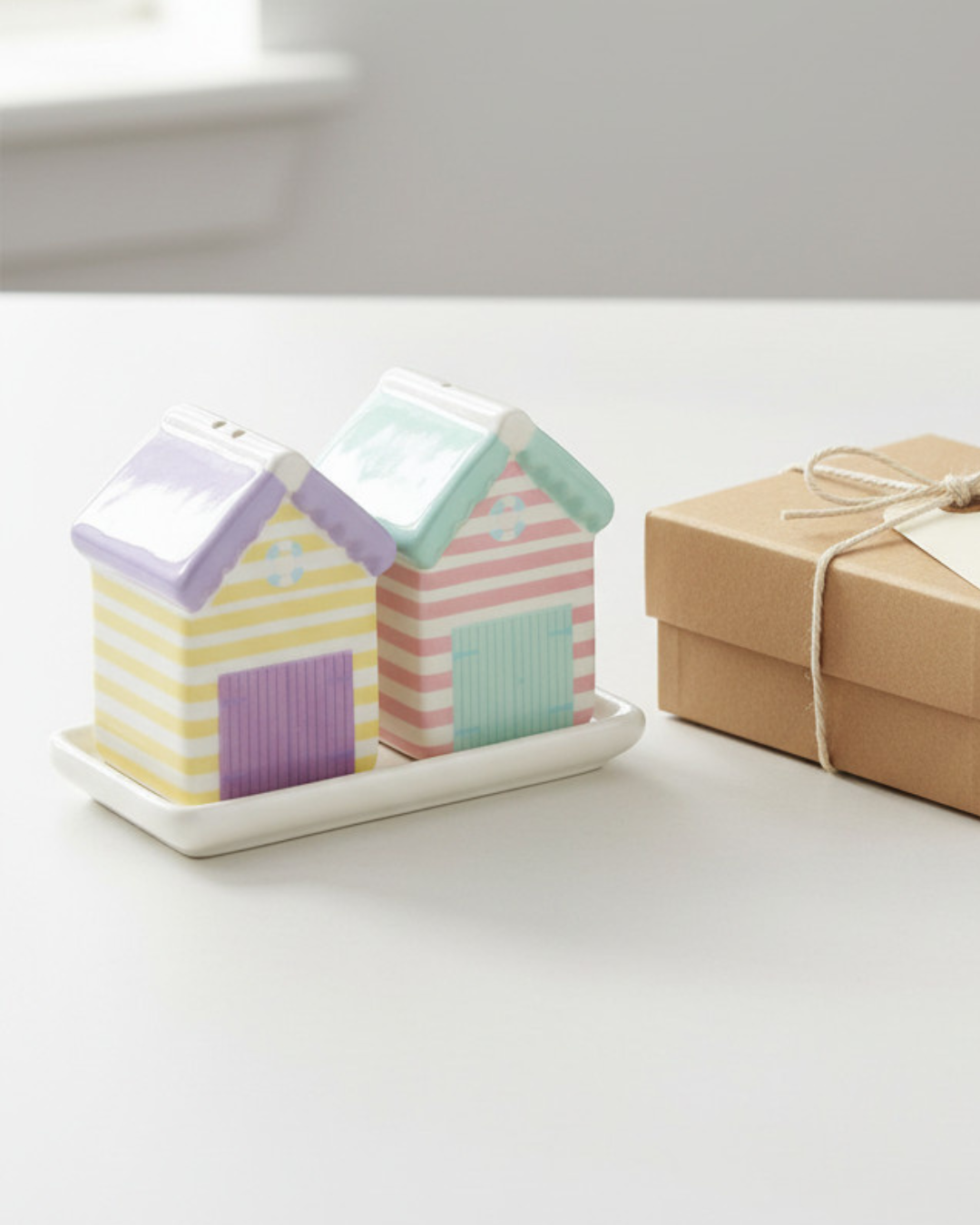 Pastel Beach Hut Salt and Pepper Shakers