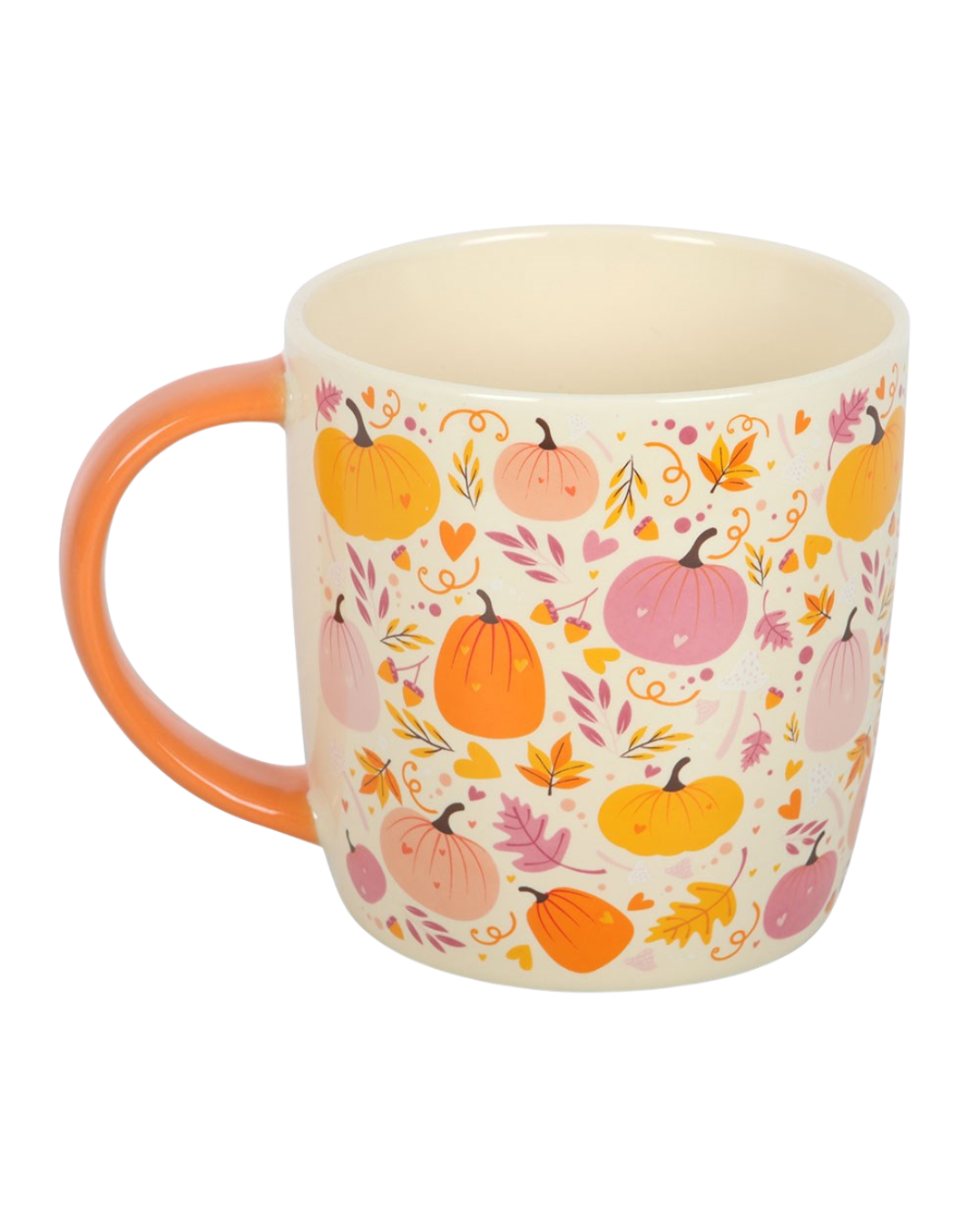Pink & Orange Pumpkin Print Mug | Ceramic Autumn Mug