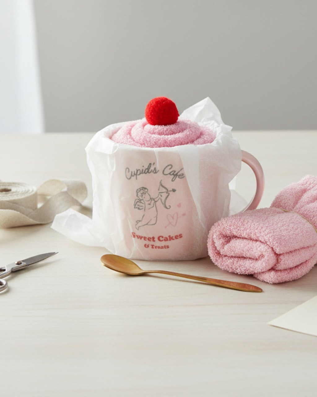 Cupid’s Café Mug, Spoon & Socks Gift Set