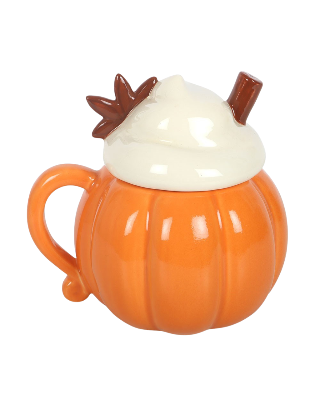 Pumpkin Cream Lidded Mug | Ceramic Pumpkin Mug with Lid