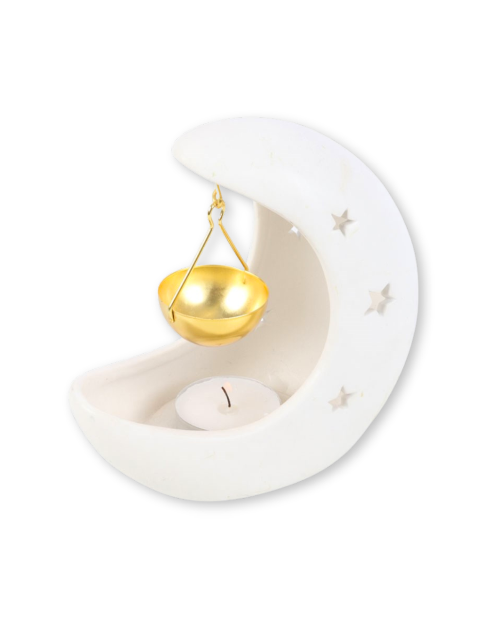 White Crescent Moon Hanging Oil Burner