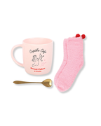 Cupid’s Café Mug, Spoon & Socks Gift Set