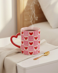 Love Yourself Checkered Mug with Heart Handle