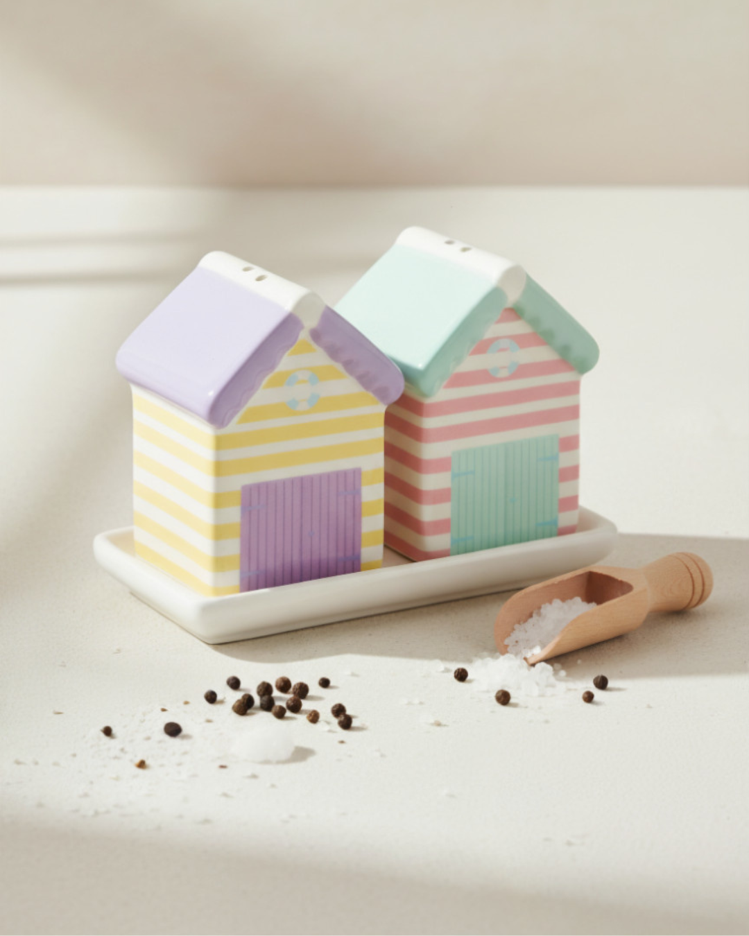 Pastel Beach Hut Salt and Pepper Shakers