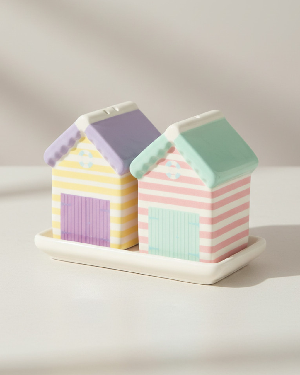 Pastel Beach Hut Salt and Pepper Shakers