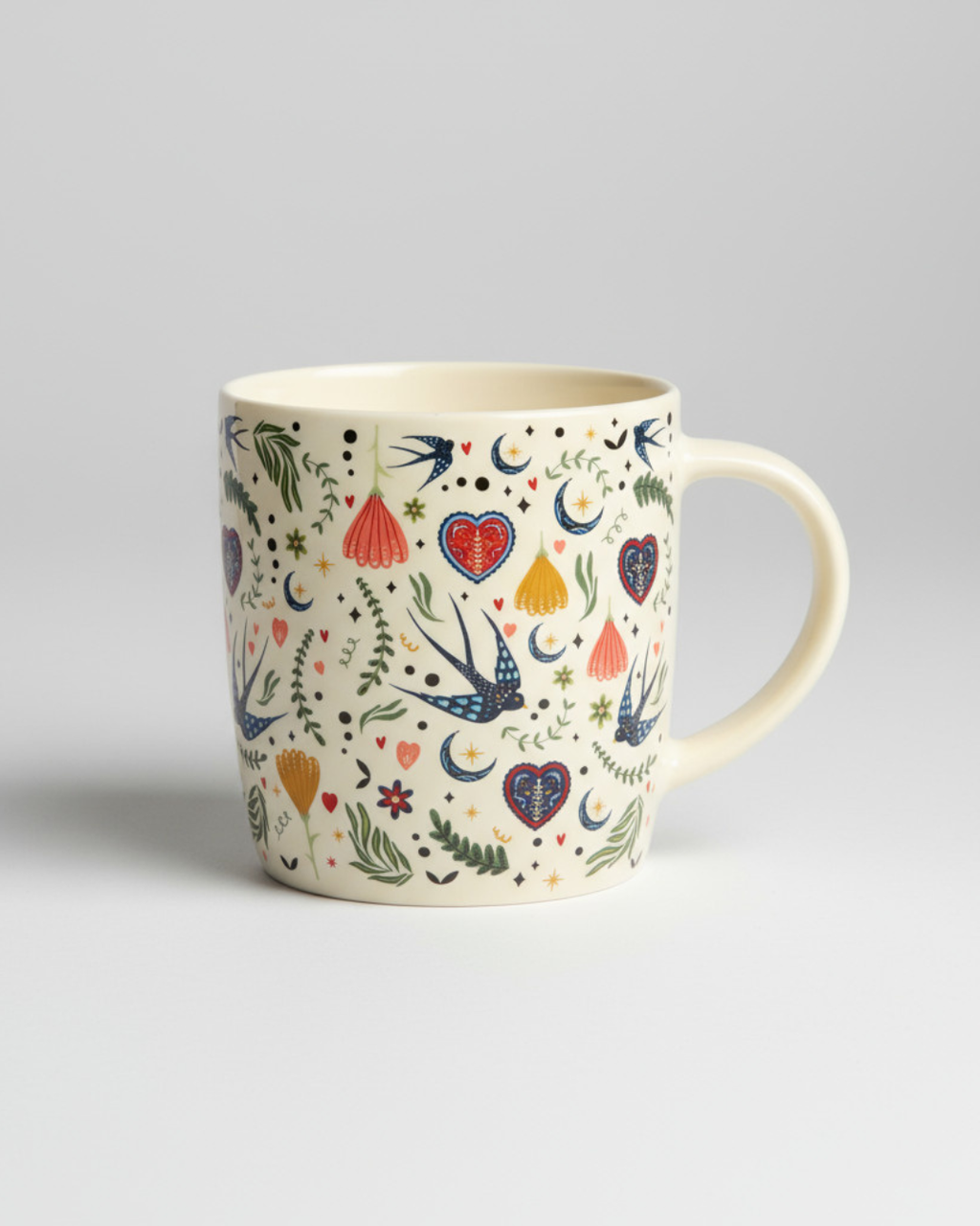 Cream Midnight Bloom Print Mug
