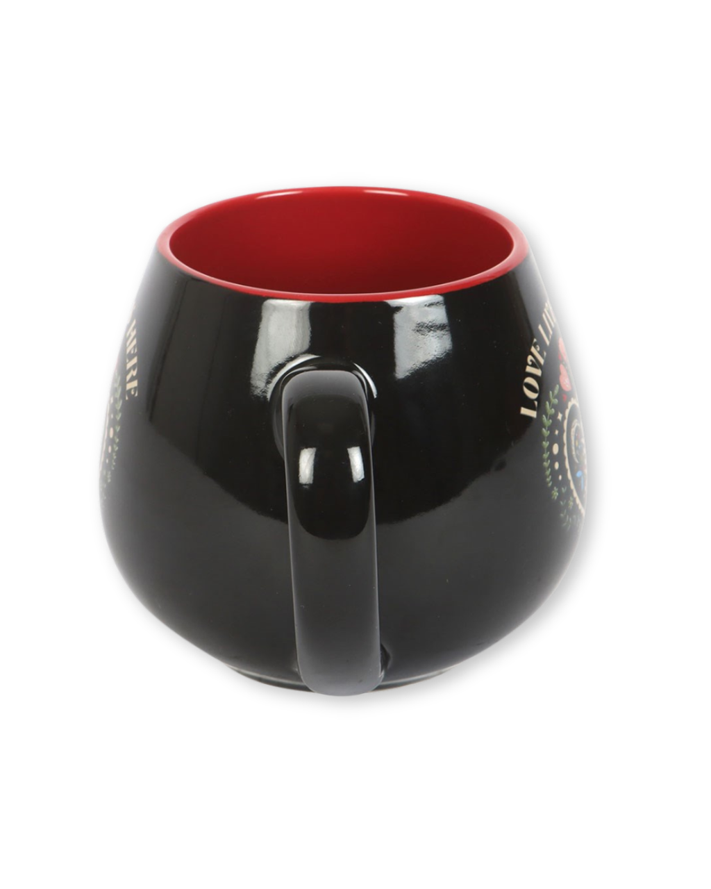 Love Lives Here Folk Heart Rounded Mug