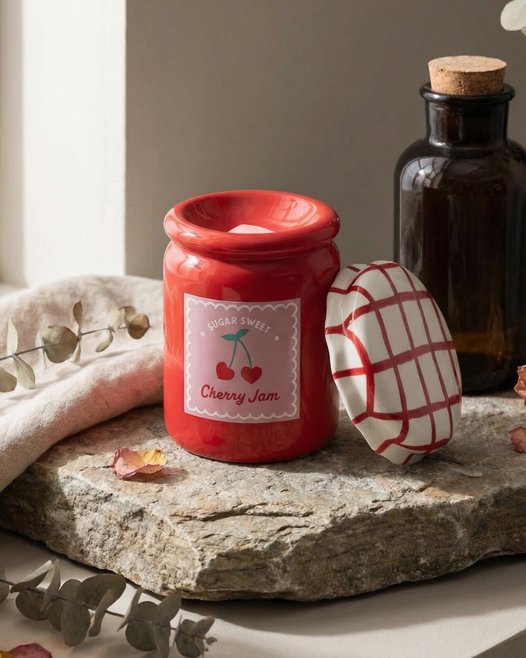 Cherry Jam Jar Oil Burner & Wax Warmer