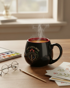 Love Lives Here Folk Heart Rounded Mug