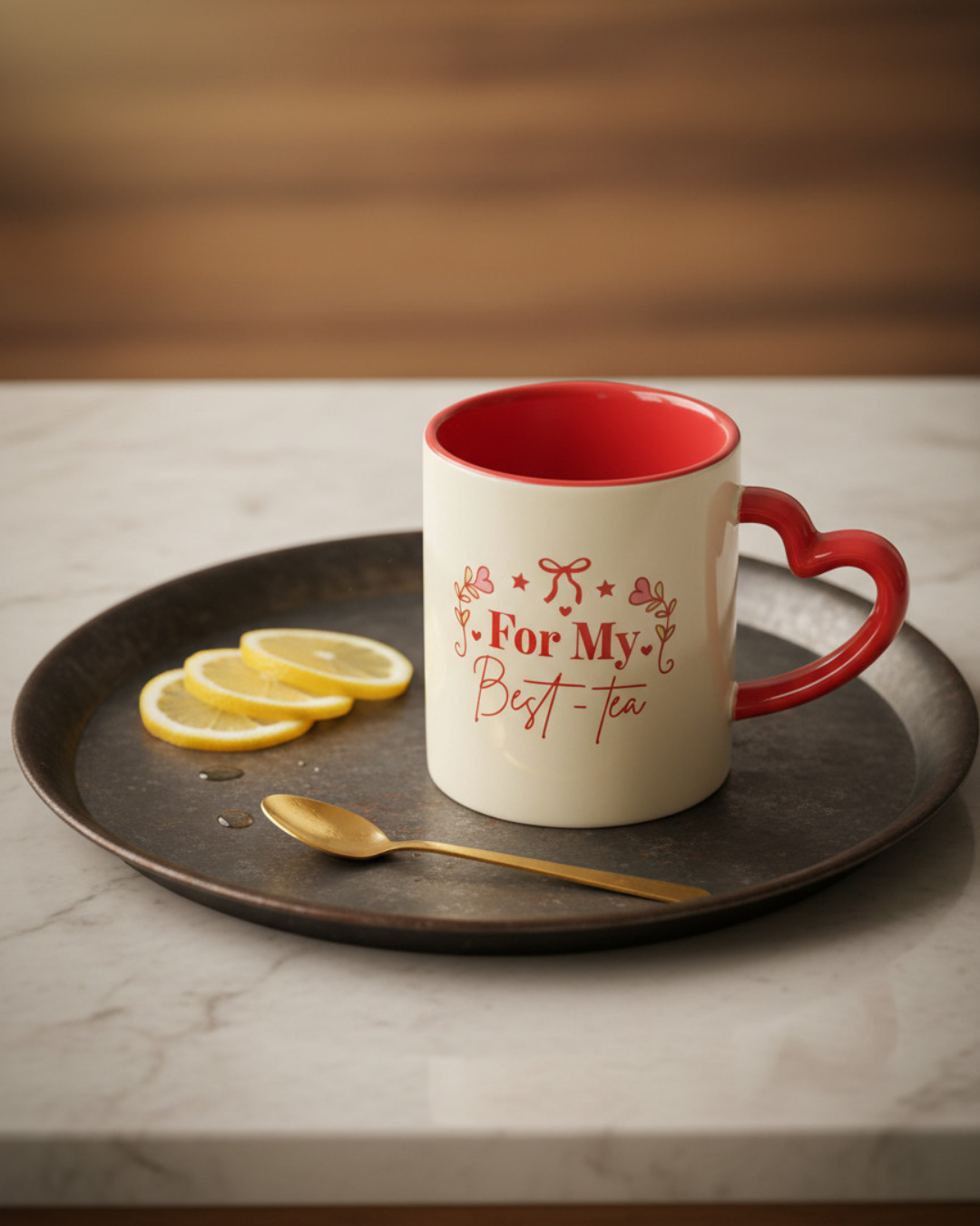 For My Best-Tea Mug with Heart Handle