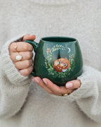 Green Sleeping Fox Rounded Mug