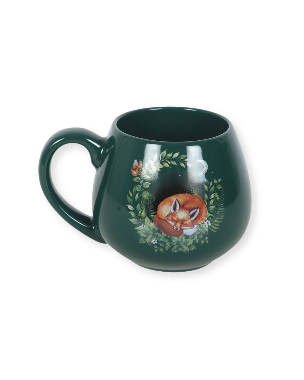 Green Sleeping Fox Rounded Mug