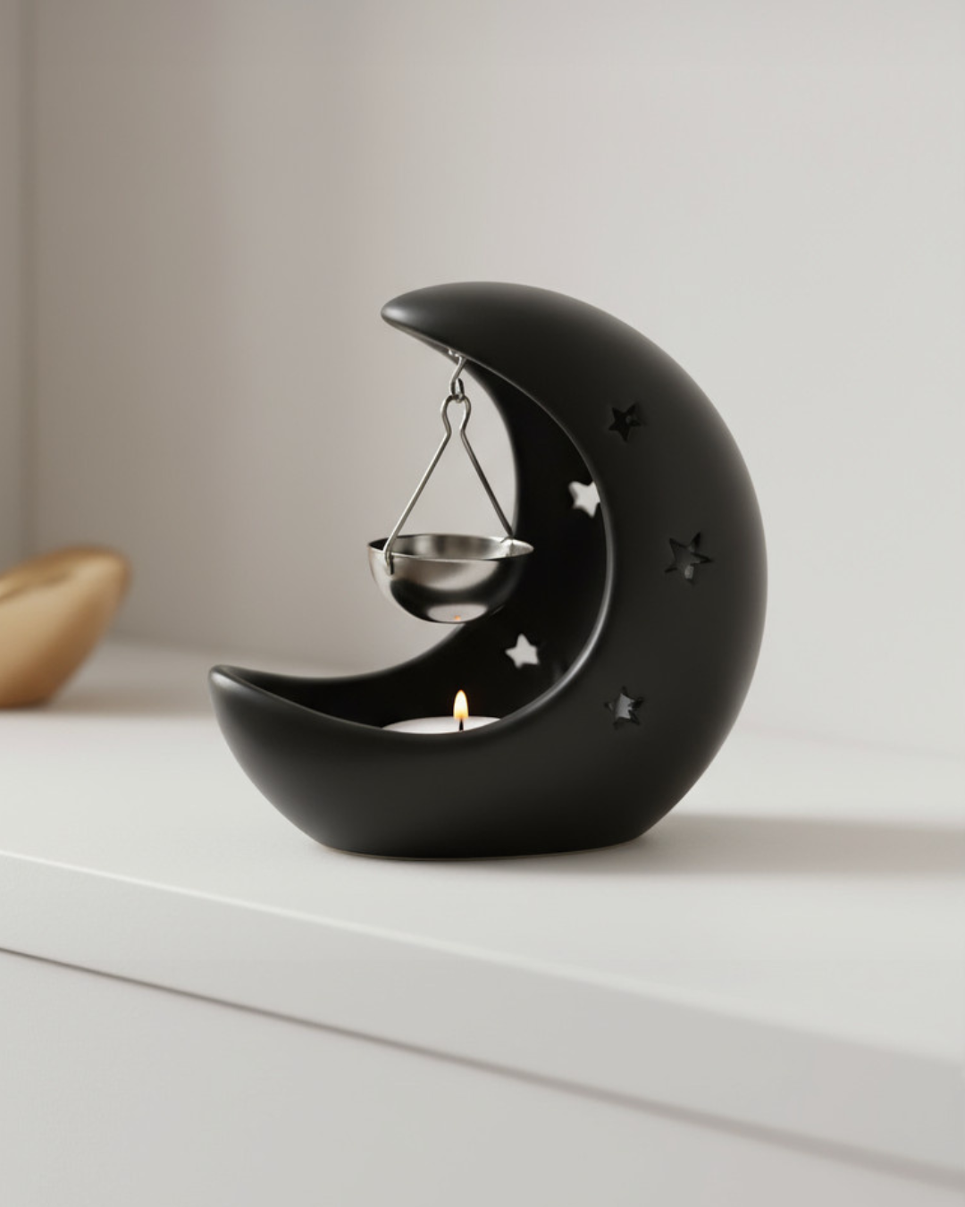 Black Crescent Moon Hanging Oil Burner