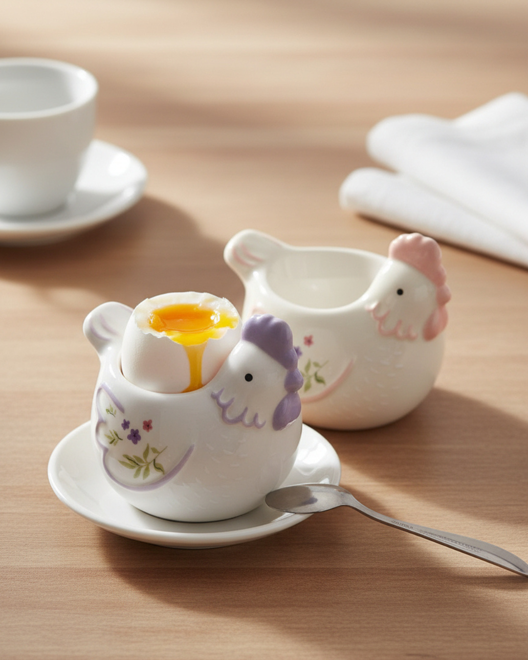 Set of 2 Hen Shaped Egg Cups