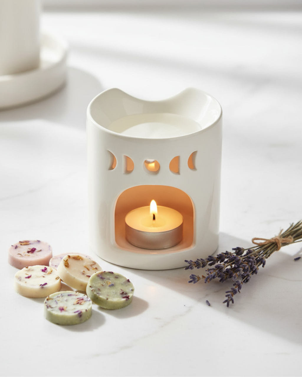 White Crescent Moon Oil Burner & Wax Warmer