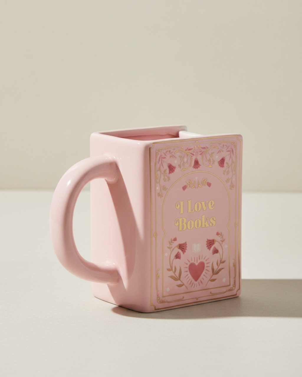 I Love Books Pink Book Shaped Mug