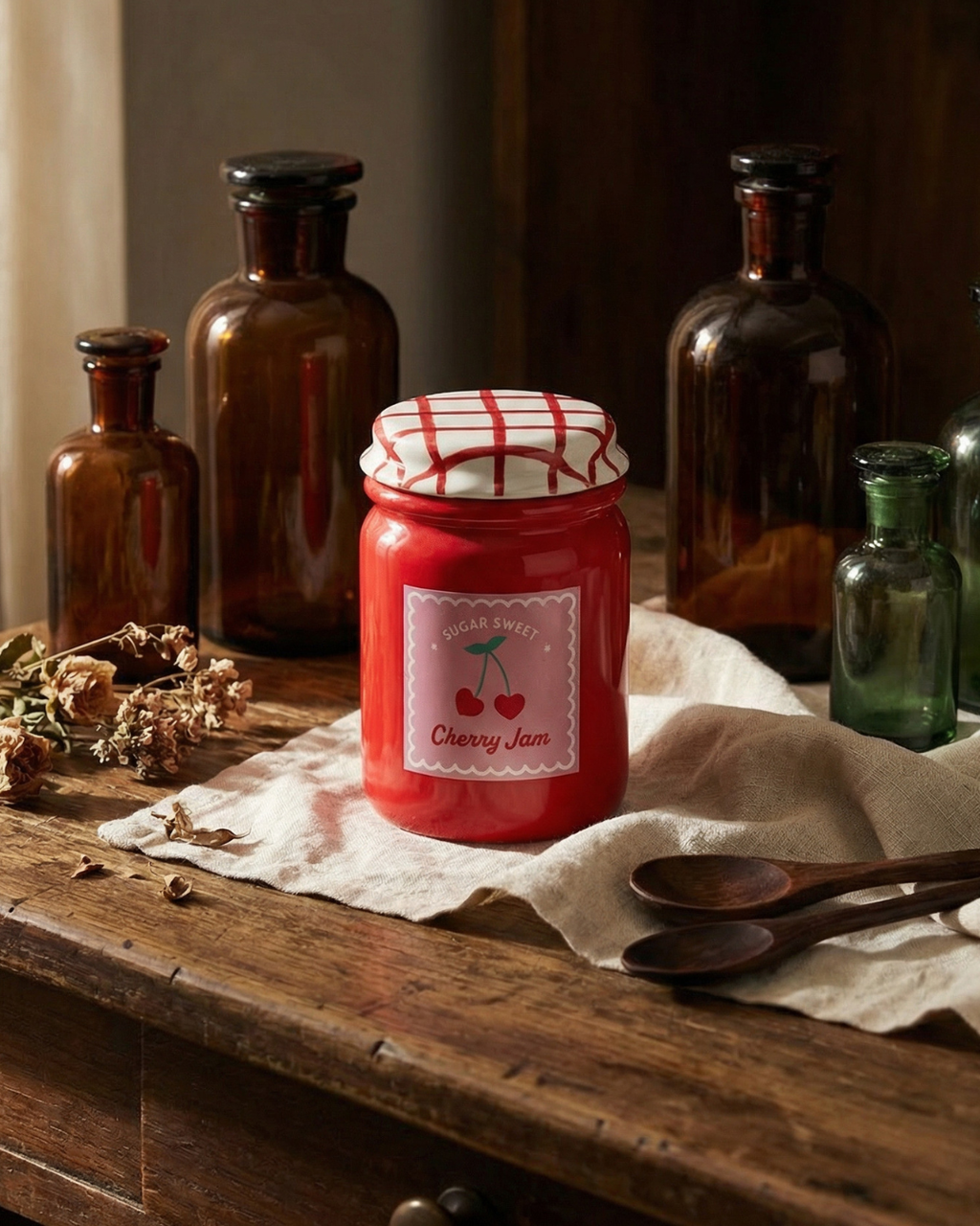 Cherry Jam Jar Oil Burner & Wax Warmer