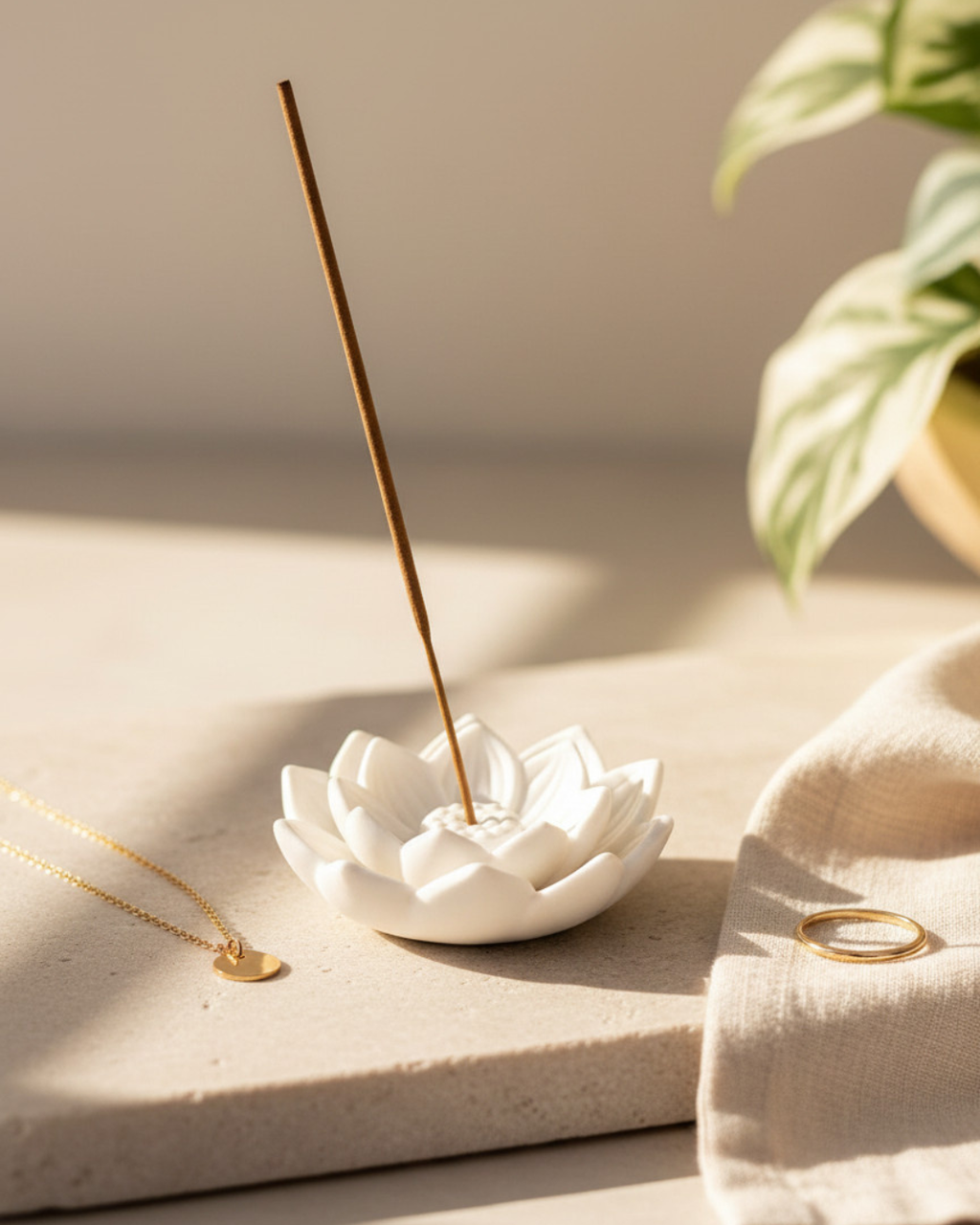 White Lotus Flower Incense Stick Holder