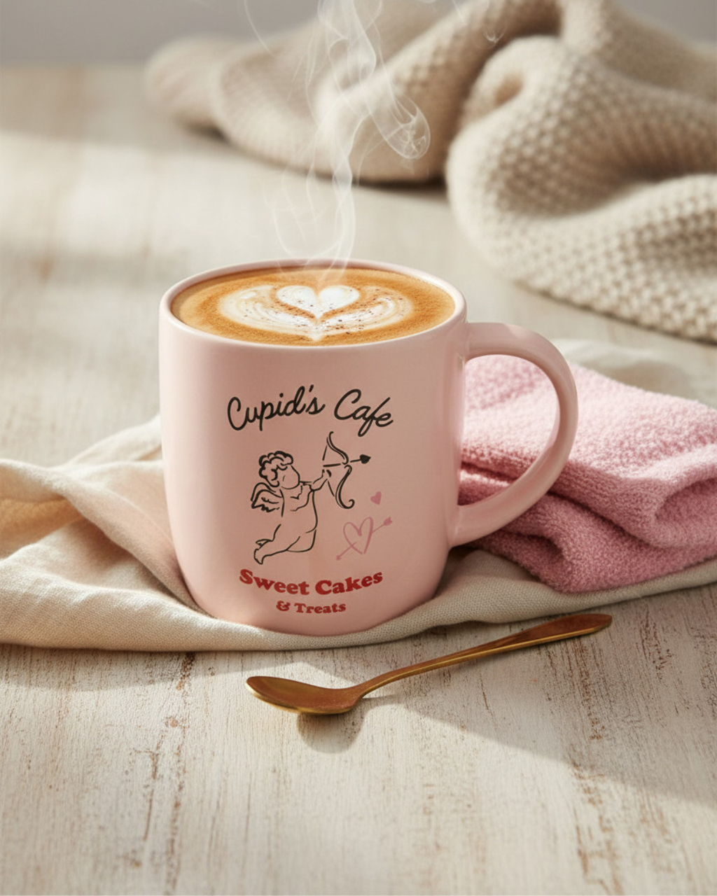 Cupid’s Café Mug, Spoon & Socks Gift Set