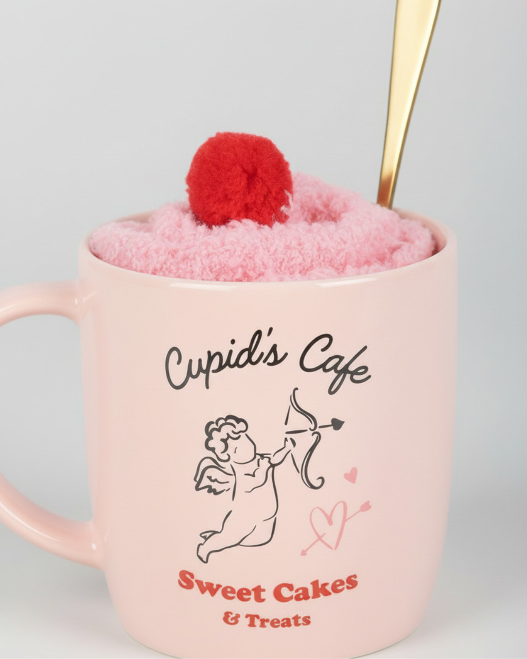 Cupid’s Café Mug, Spoon & Socks Gift Set