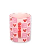 Love Yourself Checkered Mug with Heart Handle