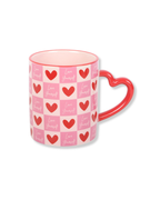 Love Yourself Checkered Mug with Heart Handle