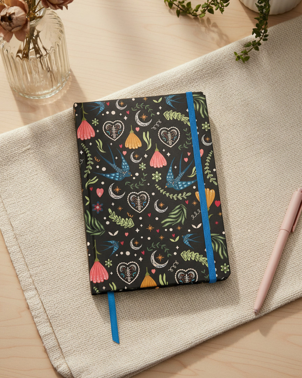 Midnight Bloom Print A5 Notebook