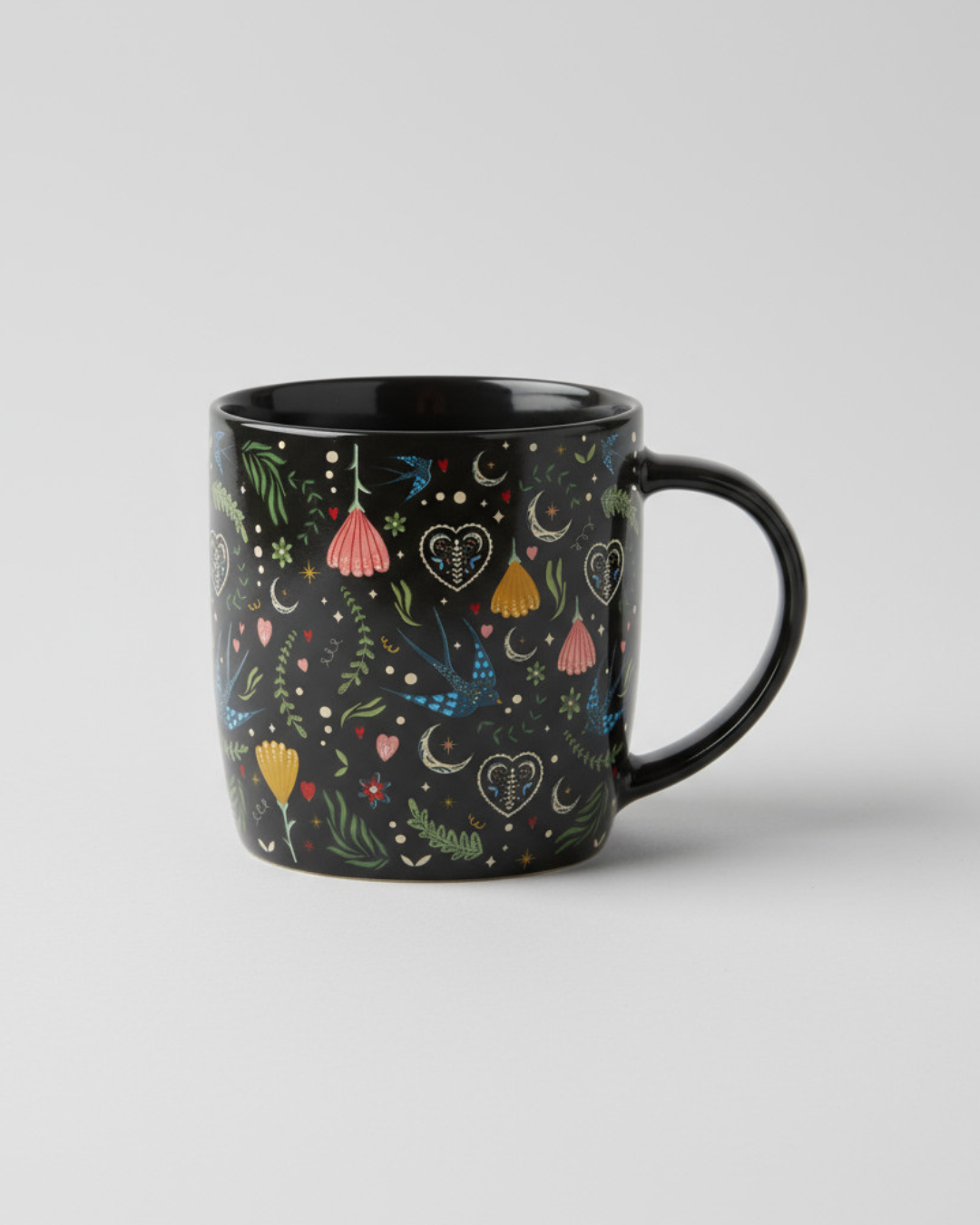 Black Midnight Bloom Print Mug